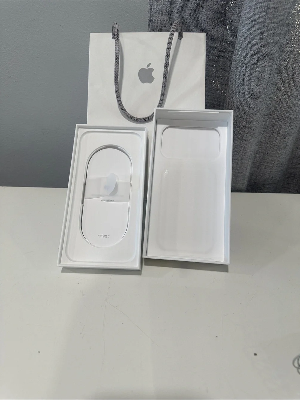 Authentic empty Apple iPhone 17Pro Max - Midnight Blue Finish box and bag.